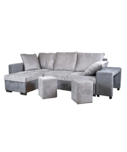 DIVANO ANGOLARE BELLAHOME "JESSY" CON CONTENITORE, POUF E PENISOLA SINISTRA 247X155X94 CM